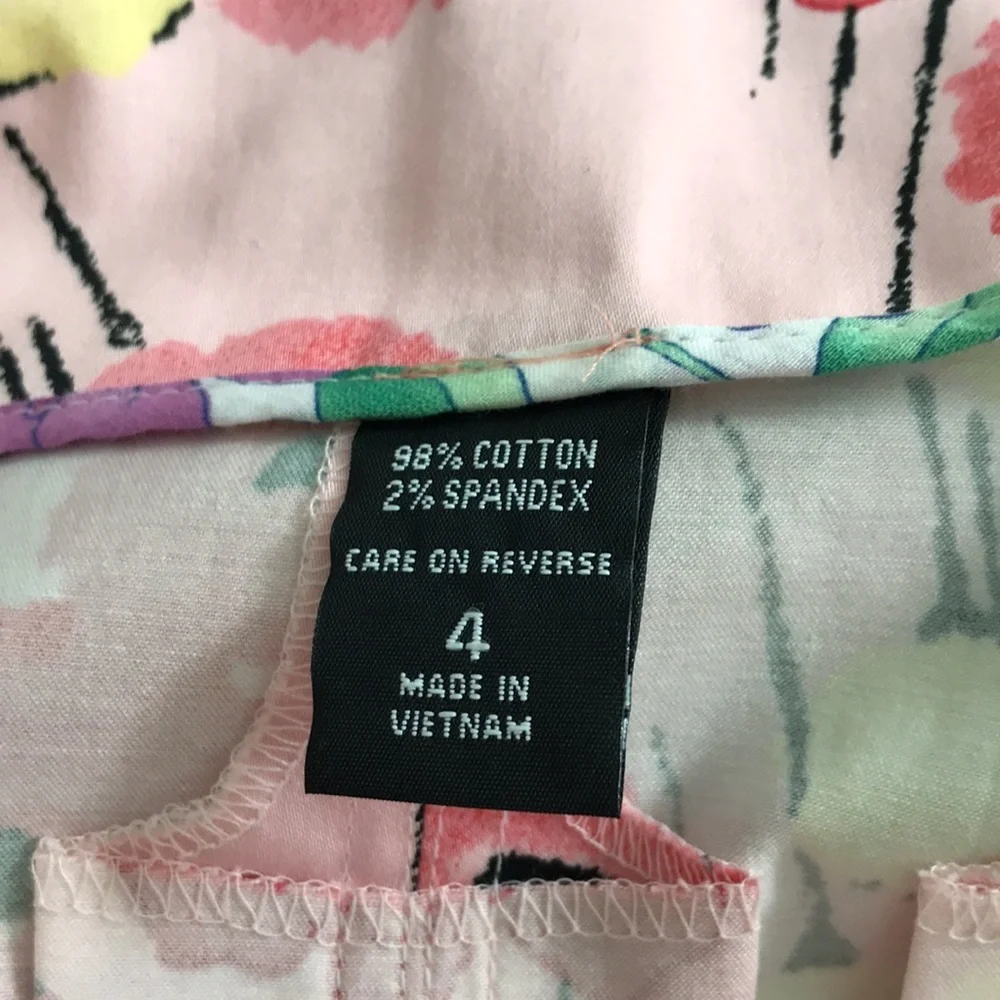 Floral Pleated Skirt Sz 4 Pink Midi
